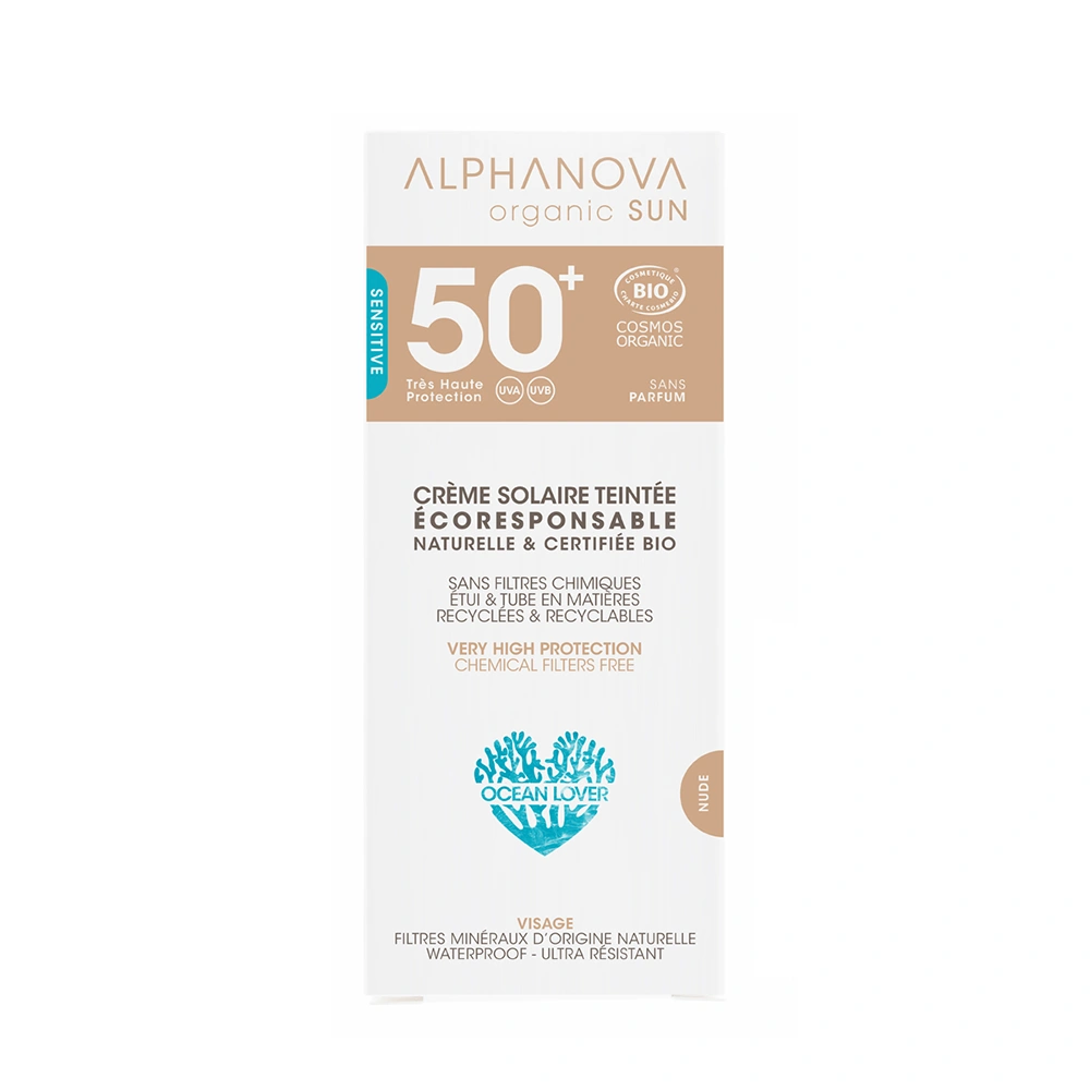 alphanova Crème solaire teintée claire certifiée bio SPF 50+