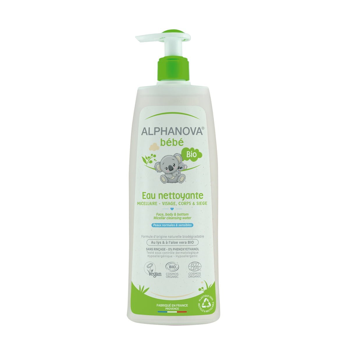 Alphanova Eau Nettoyante Certifiée Bio Toilette De Bébé 500 Ml