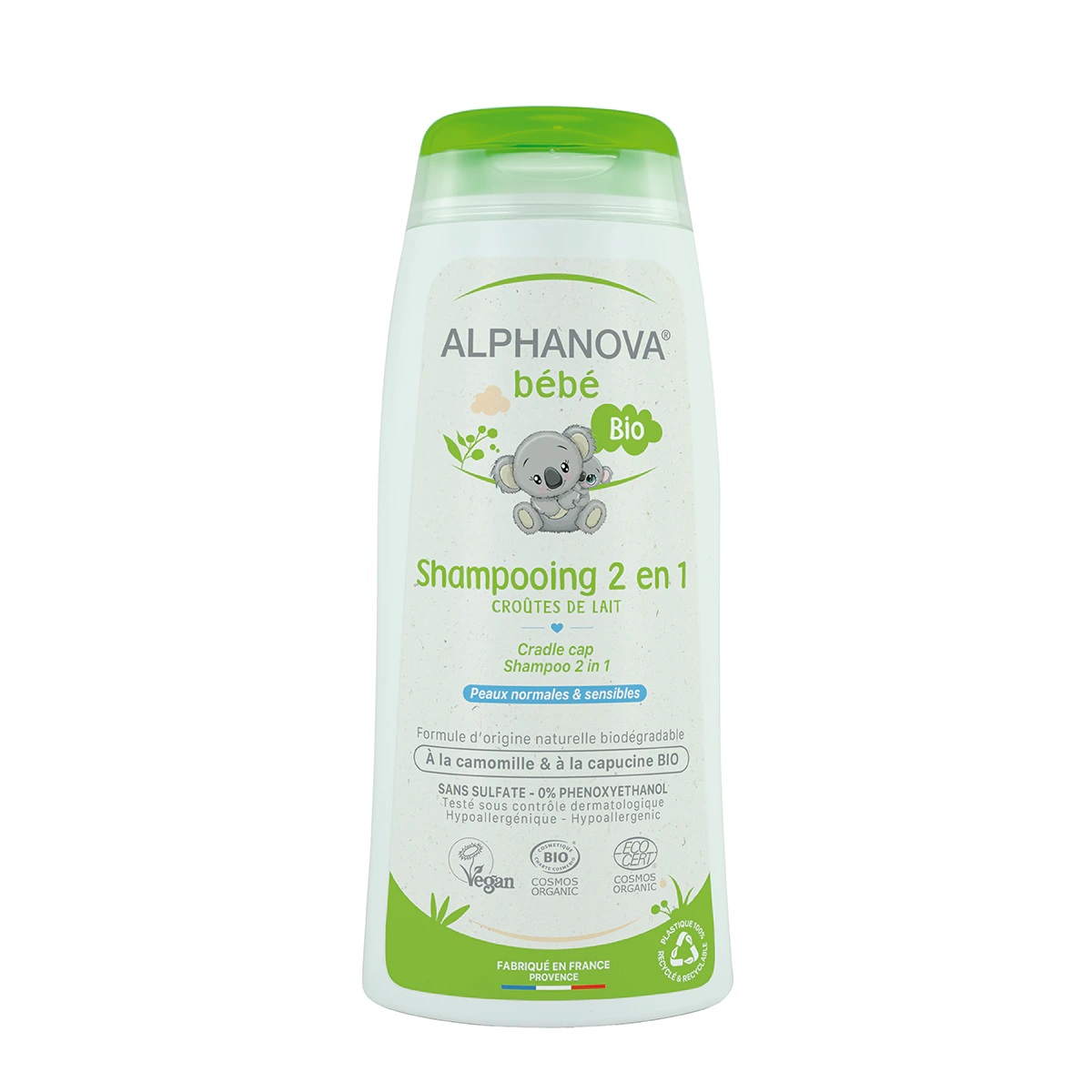 alphanova Shampooing bébé certifié bio 2 en 1 - croûtes de lait