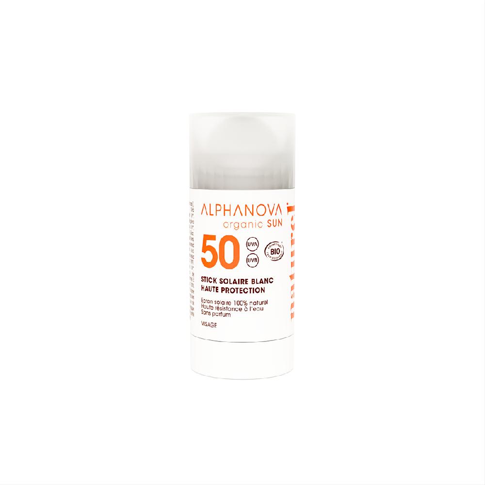 alphanova Stick solaire visage blanc SPF50 - Haute protection