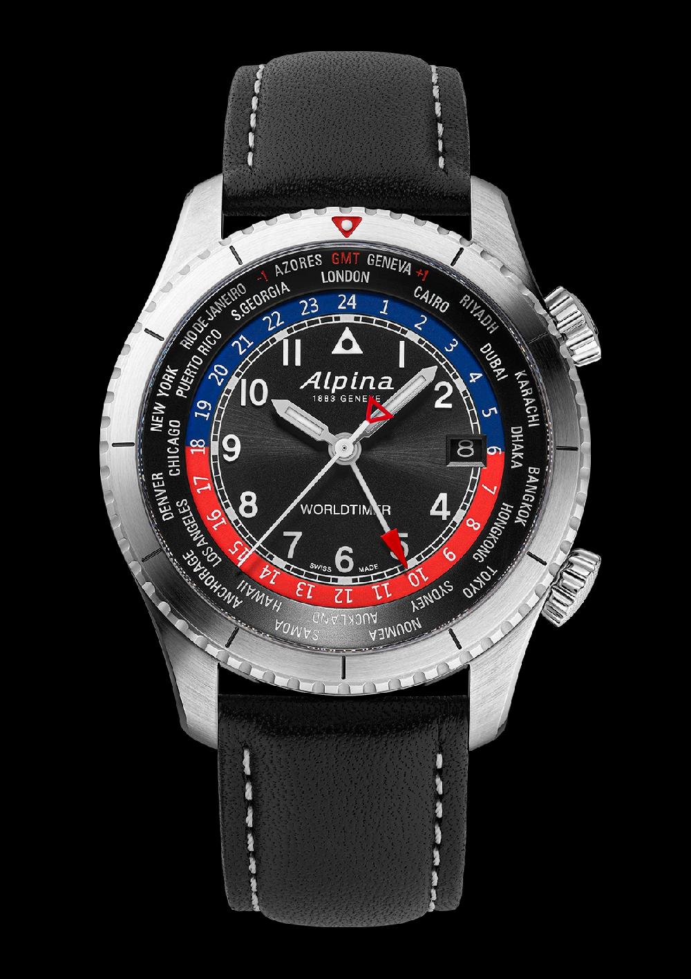 alpina Startimer Pilot Quartz Worldtimer : Montre à quartz pour homme