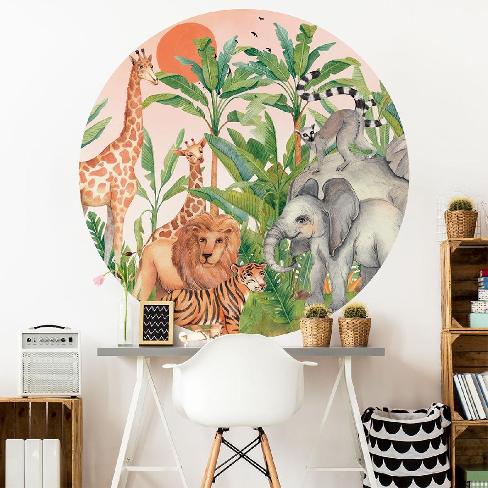 ambiance sticker Fresque Papier peint pré-encollé animaux dans la jungle – STICKERS ANIMAUX Animaux de la jungle