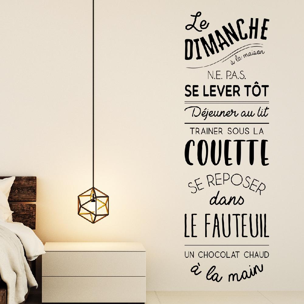 Ambiance Sticker Sticker Citation Le Dimanche à La Maison – Stickers STICKERS CITATIONS Français