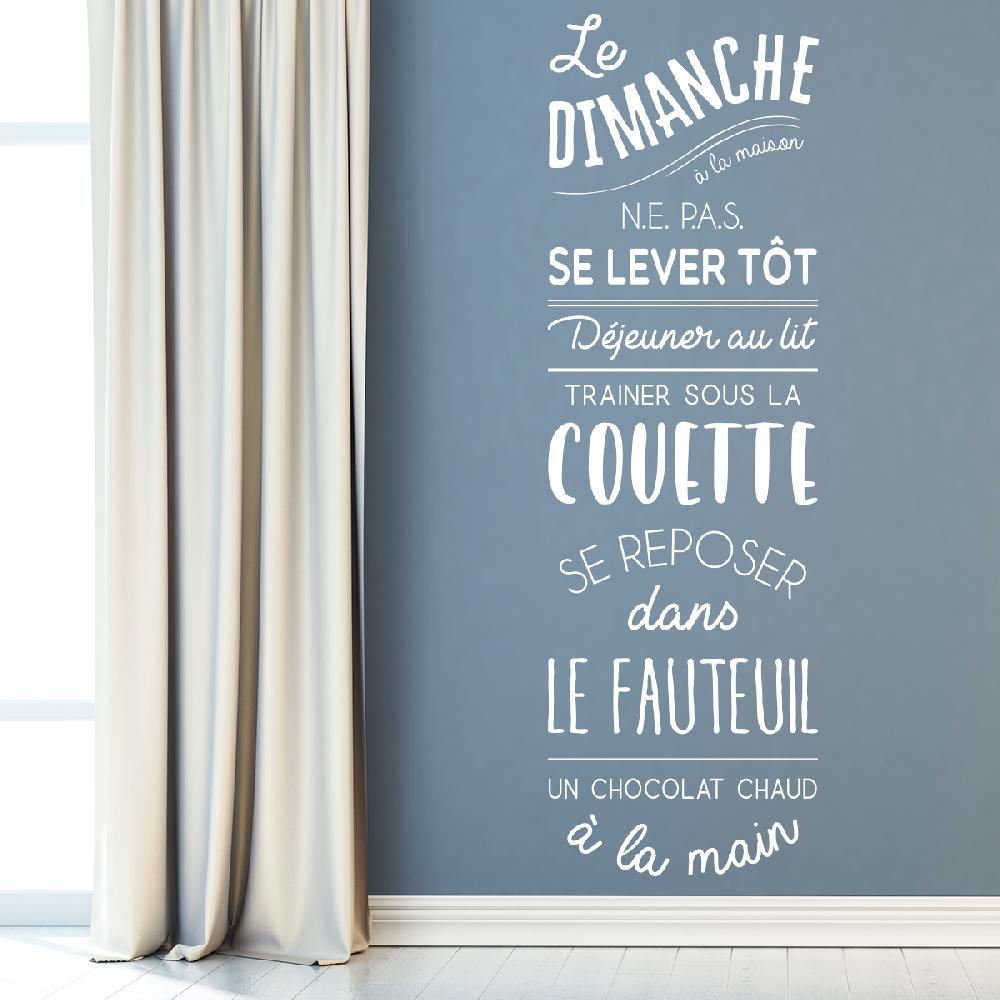 ambiance sticker Sticker citation le dimanche à la maison – Stickers STICKERS CITATIONS Français