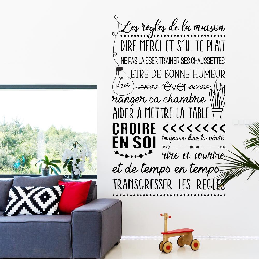 Ambiance Sticker Sticker Citation Les Règles De La Maison Style Scandinave – Stickers STICKERS CITATIONS Français