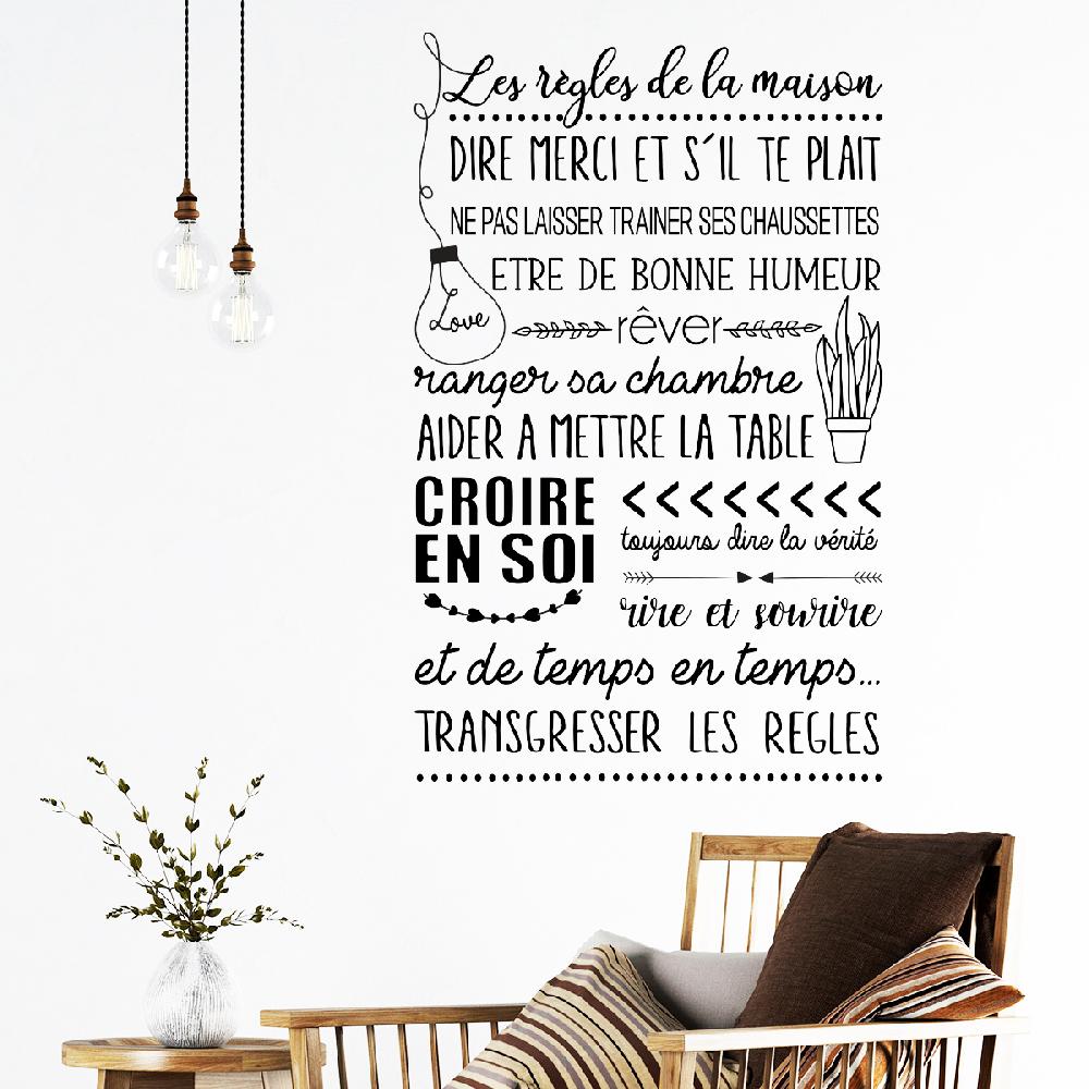 ambiance sticker Sticker citation les règles de la maison style scandinave – Stickers STICKERS CITATIONS Français