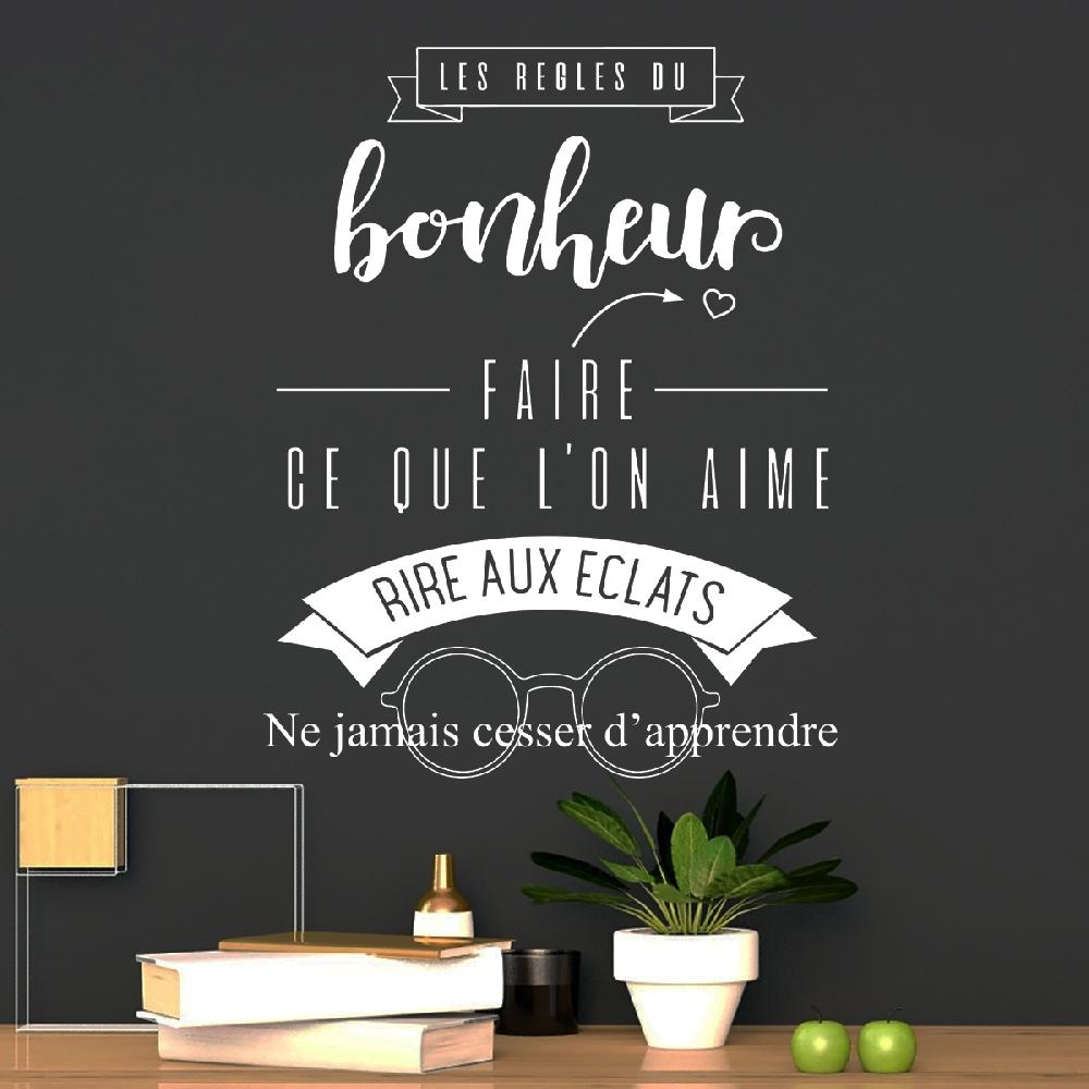 ambiance sticker Sticker citation les regles du bonheur – Stickers STICKERS CITATIONS Français