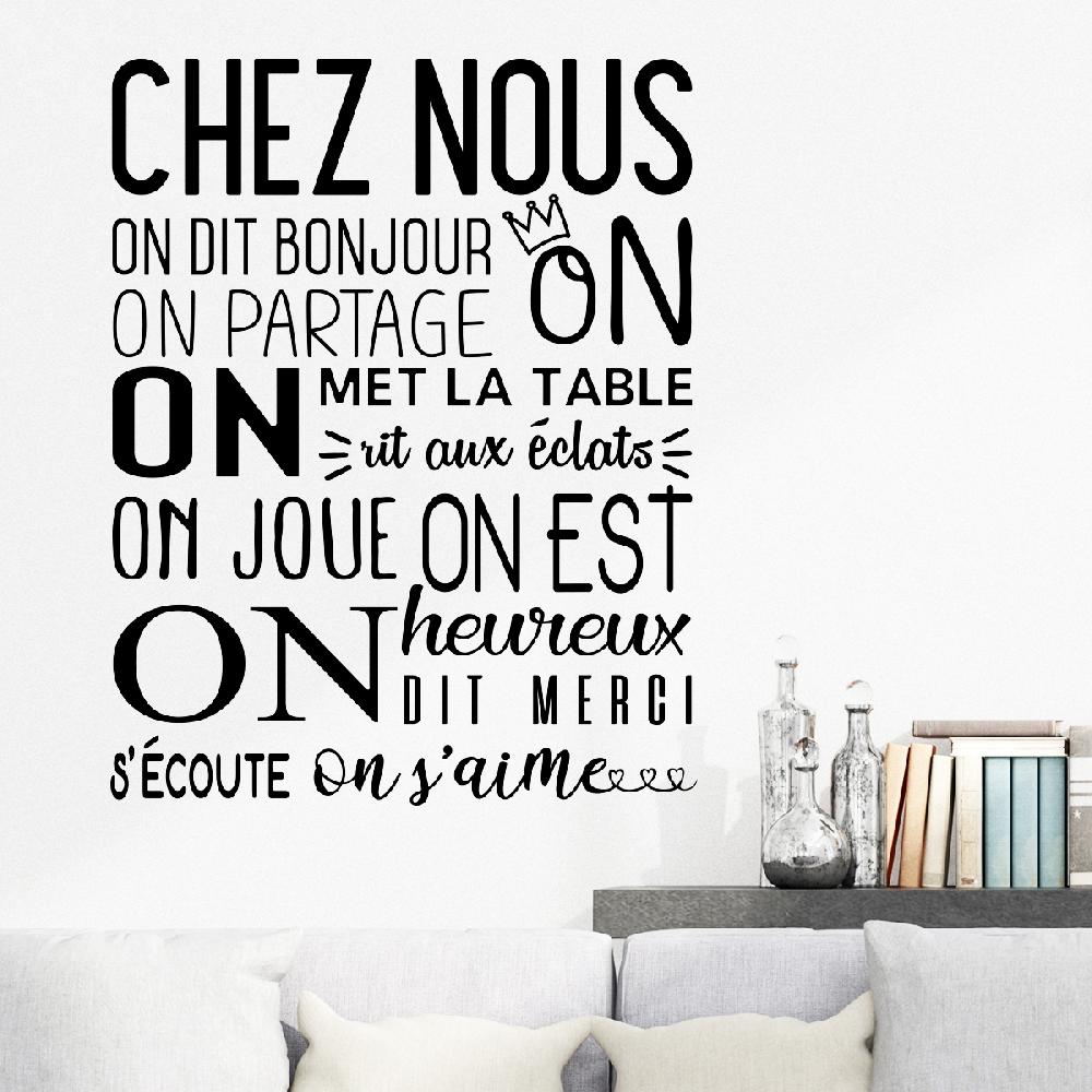 ambiance sticker Sticker citation règle de la maison chez nous – Stickers STICKERS CITATIONS Français