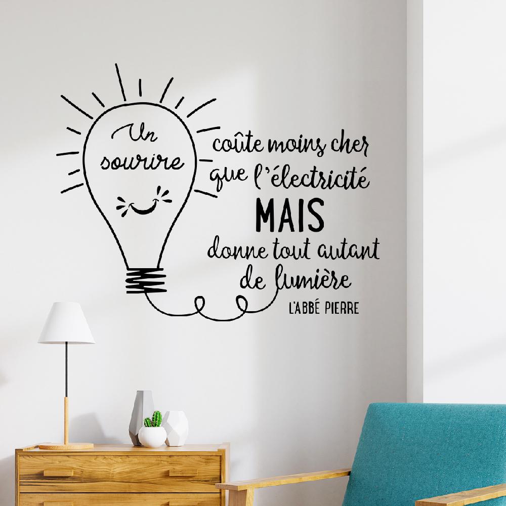 Ambiance Sticker Sticker Citation Un Sourire Coûte Moins Cher Que L'électricité – Stickers STICKERS CITATIONS Français