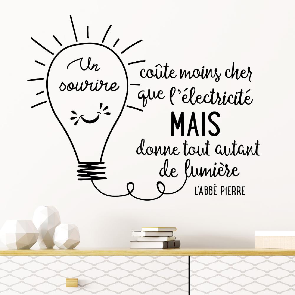ambiance sticker Sticker citation un sourire coûte moins cher que l'électricité – Stickers STICKERS CITATIONS Français
