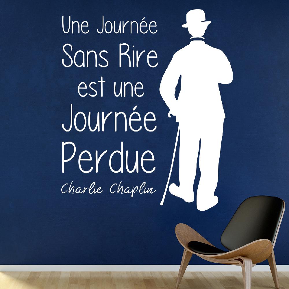 ambiance sticker Sticker citation une journée sans rire - Charlie Chaplin – Stickers STICKERS CITATIONS Français