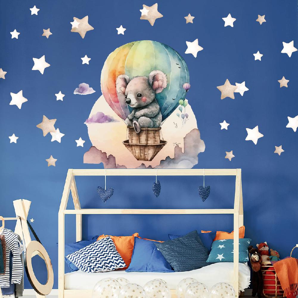 Ambiance Sticker Sticker Koala En Montgolfière Aquarelle – STICKERS ANIMAUX - Stickers Animaux De La Jungle