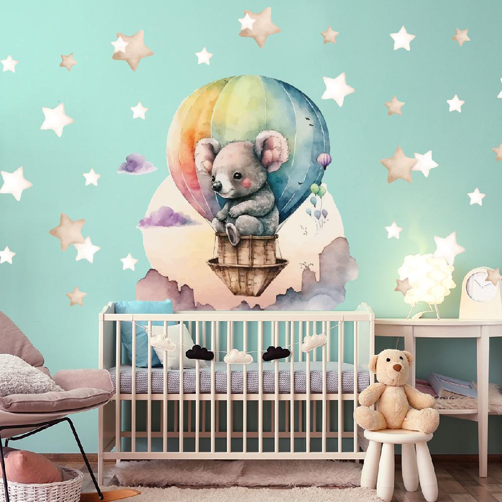 ambiance sticker Sticker koala en montgolfière aquarelle – STICKERS ANIMAUX - Stickers Animaux de la jungle