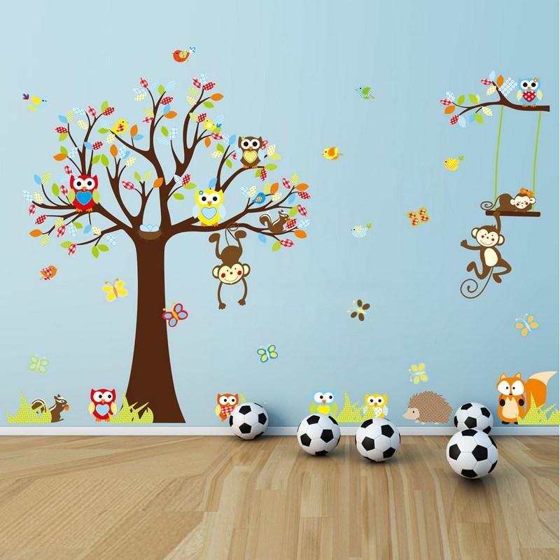 ambiance sticker Sticker Les petits singes jouent sur les arbres – STICKERS NATURE - Stickers Arbres