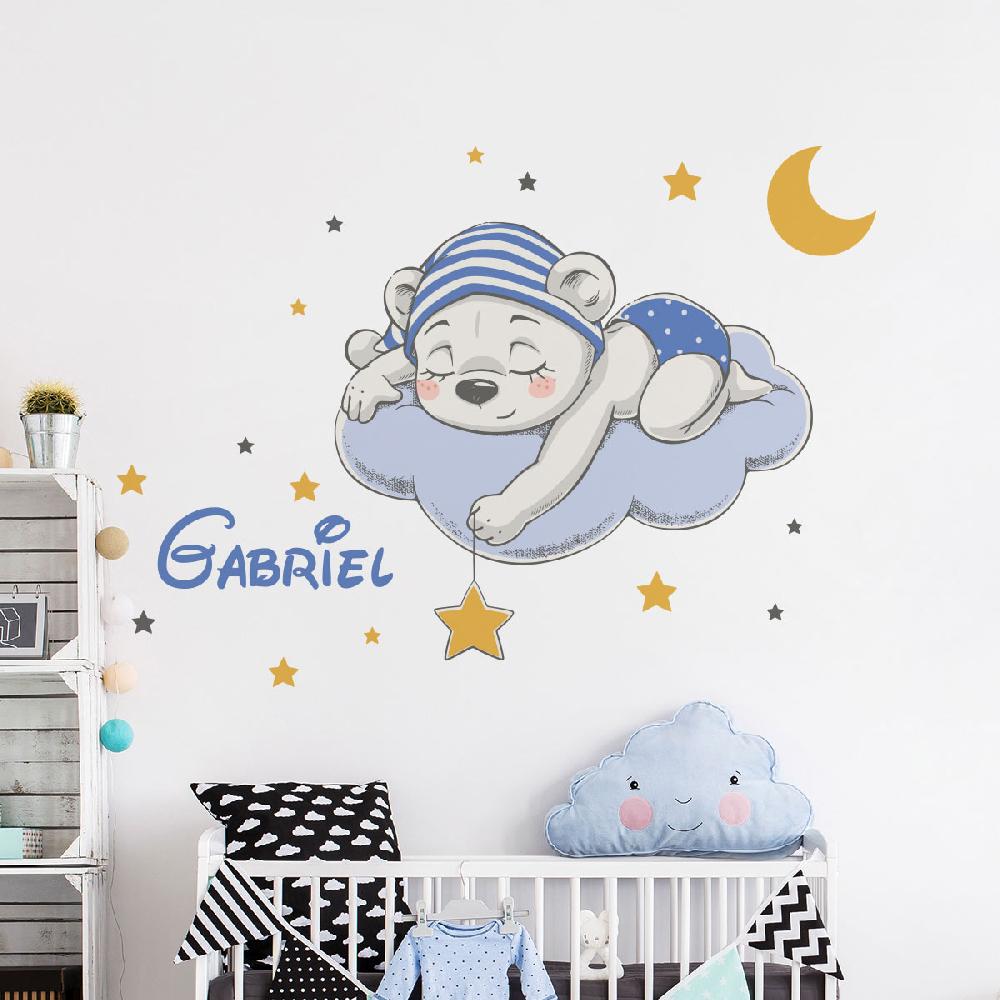 Ambiance Sticker Sticker Personnalisable Prénom Bébé Ours – Stickers IDEES CADEAUX Prénoms Enfants
