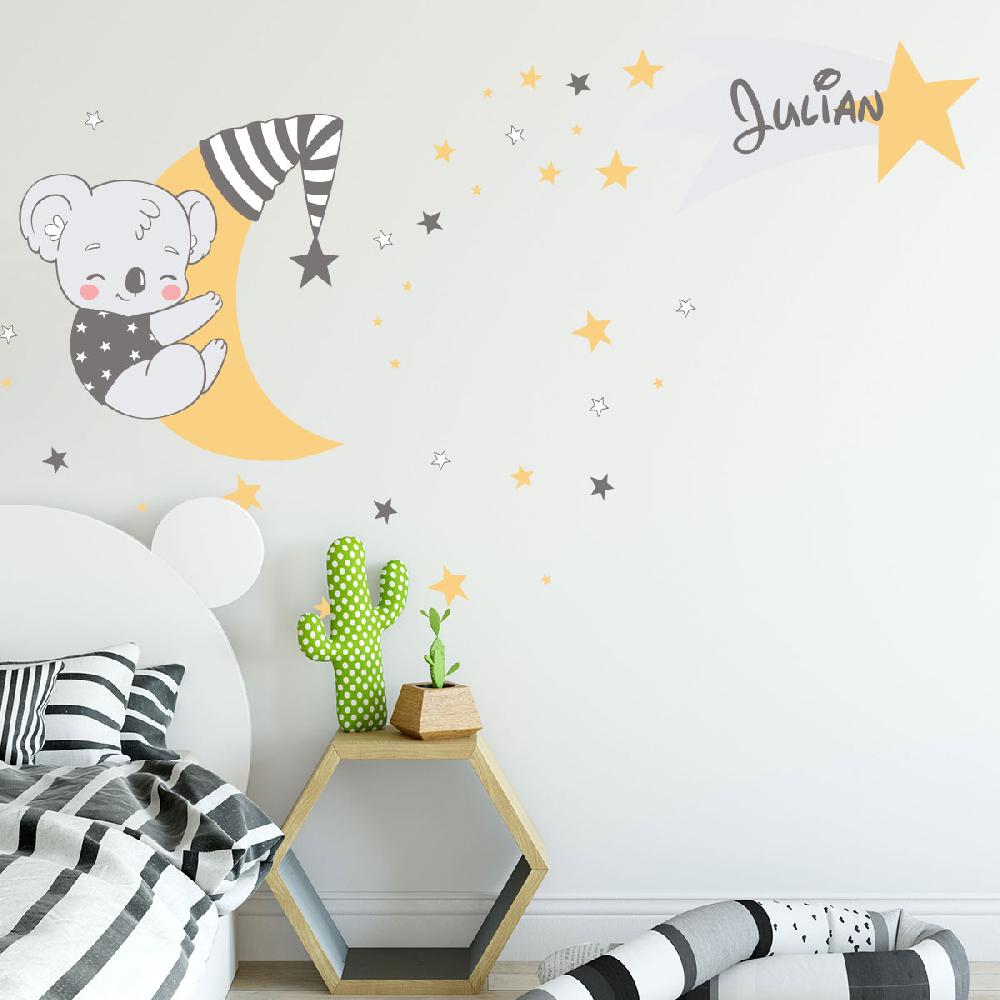 Ambiance Sticker Sticker Personnalisé Prénom Koala Sur La Lune + 90 étoiles – Stickers STICKERS MINI Prénom Perso