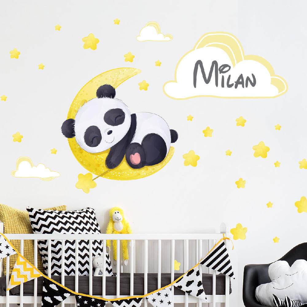 Ambiance Sticker Sticker Personnalisé Prénom Panda Rêveur + 40 étoiles – Stickers STICKERS MINI Prénom Perso