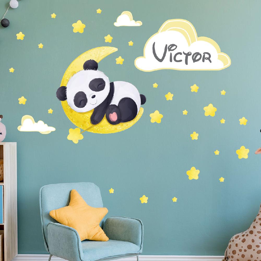 ambiance sticker Sticker personnalisé prénom panda rêveur + 40 étoiles – Stickers STICKERS MINI Prénom perso