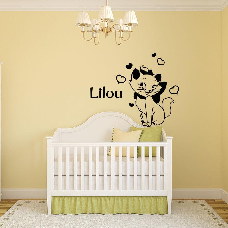 Ambiance Sticker Sticker Prénom Personnalisable Et Son Amie Le Chat – STICKERS TEXTE PERSONNALISABLE - Stickers Prénom
