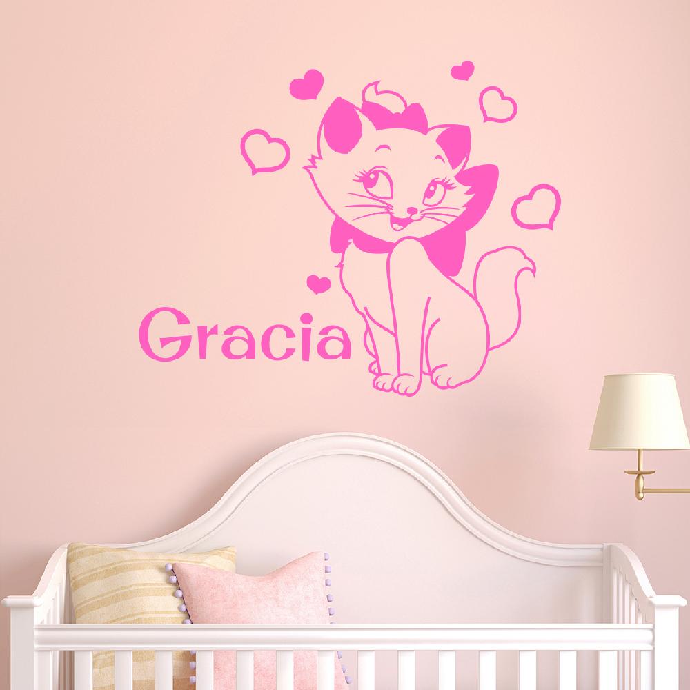 ambiance sticker Sticker prénom personnalisable et son amie le chat – STICKERS TEXTE PERSONNALISABLE - Stickers Prénom