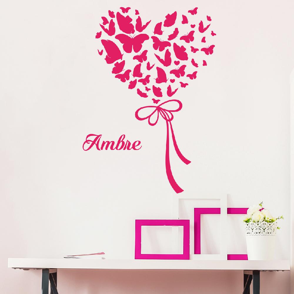 ambiance sticker Sticker prénom personnalisé Ballon en papillon – CHAMBRE ENFANTS Prénoms