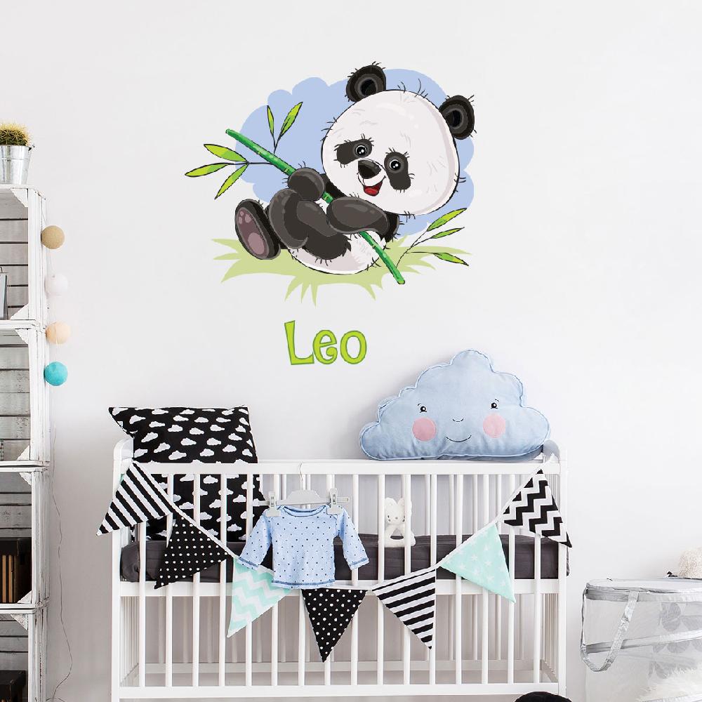 Ambiance Sticker Sticker Prénom Personnalisé Bébé Panda Et Son Bambou – Stickers CHAMBRE ENFANTS Prénoms