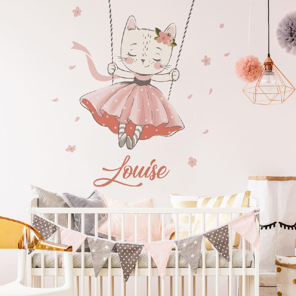 Ambiance Sticker Sticker Prénom Personnalisé Chat Danseuse – IDEES CADEAUX - Stickers Prénoms Enfants
