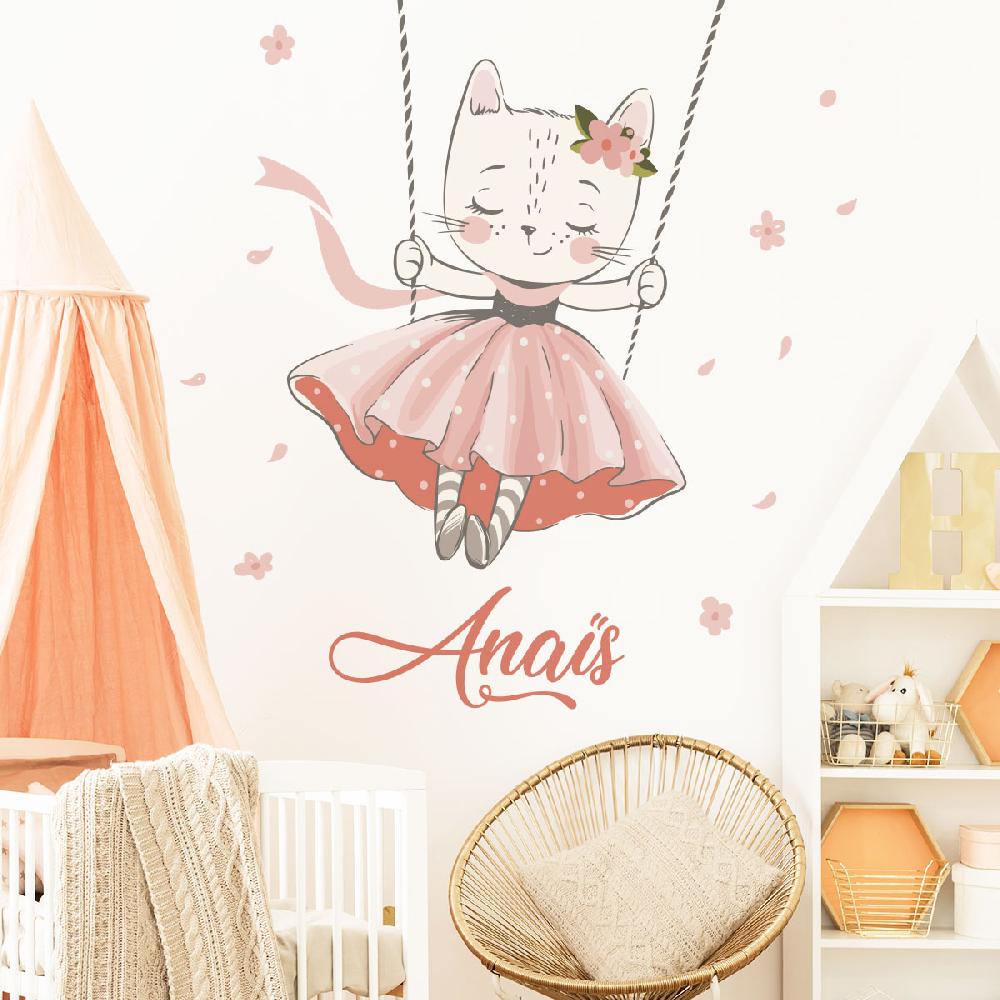 ambiance sticker Sticker prénom personnalisé chat danseuse – IDEES CADEAUX - Stickers Prénoms Enfants