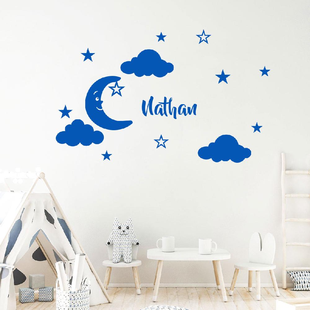 Ambiance Sticker Sticker Prénom Personnalisé Lune Sympathique – CHAMBRE ENFANTS Prénoms