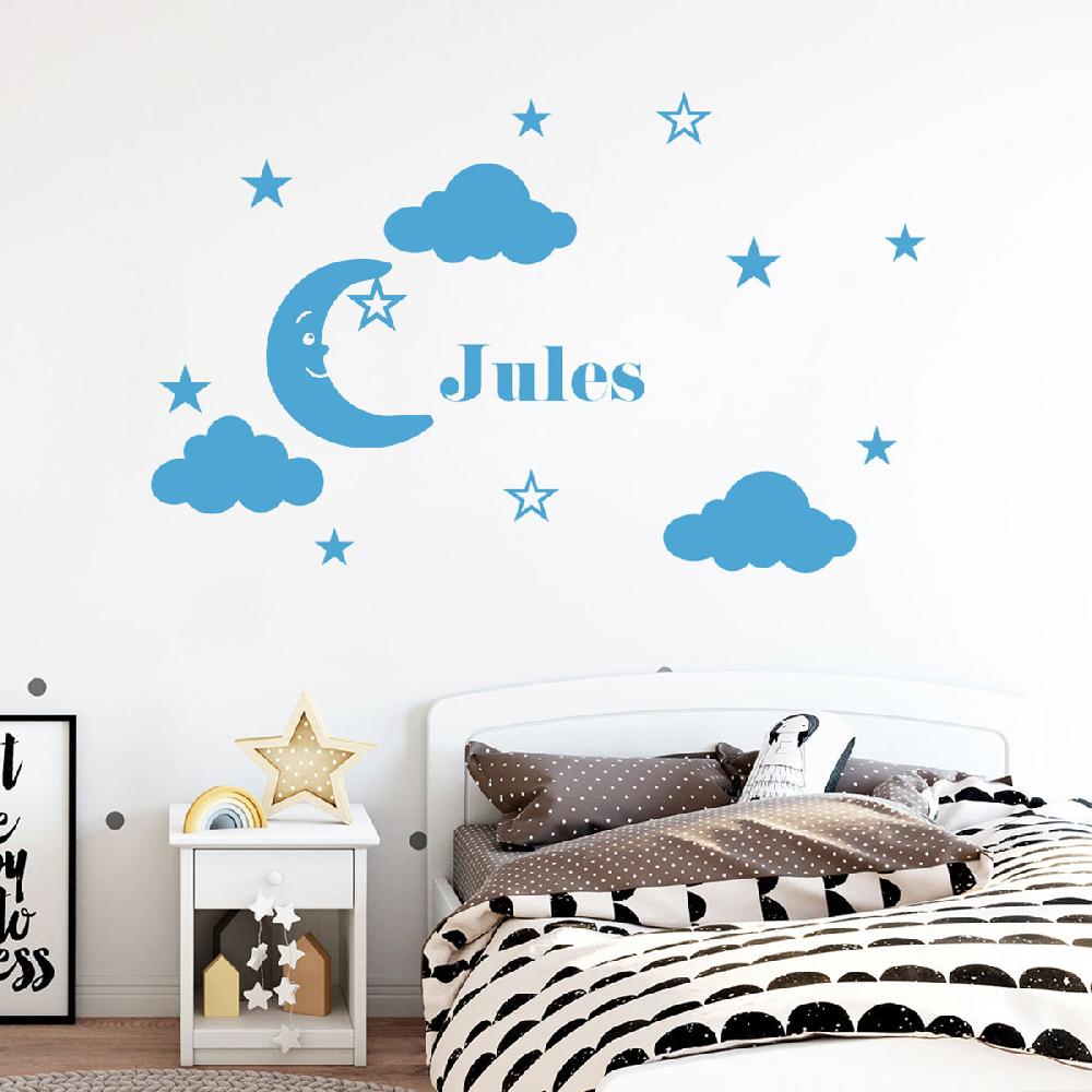 ambiance sticker Sticker prénom personnalisé Lune sympathique – CHAMBRE ENFANTS Prénoms