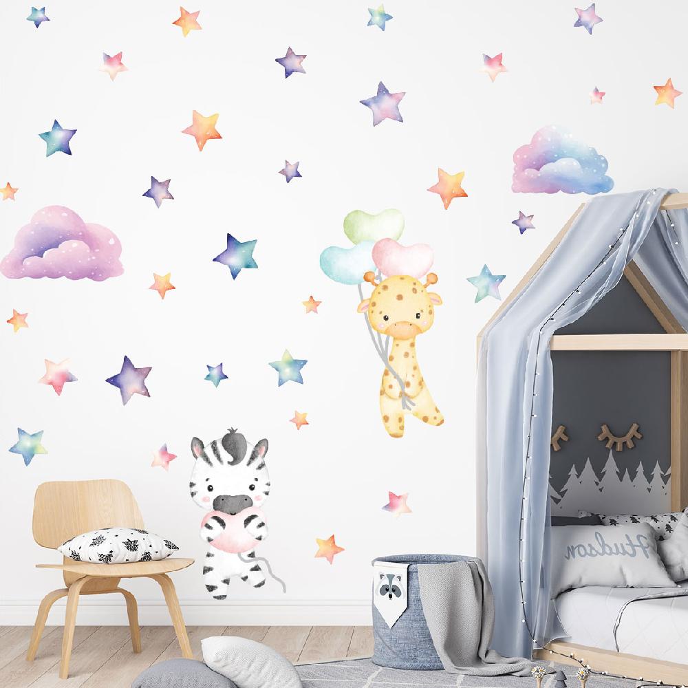 Ambiance Sticker Stickers Animaux Aquarelles Girafe Et Zèbre – STICKERS ANIMAUX - Stickers Animaux De La Jungle