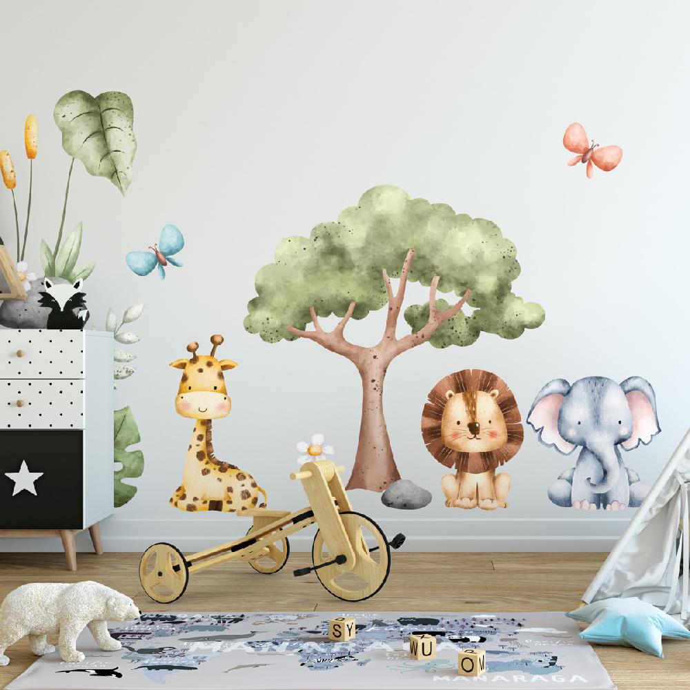 Ambiance Sticker Stickers Animaux De La Jungle Aquarelle – STICKERS ANIMAUX - Stickers Animaux De La Jungle