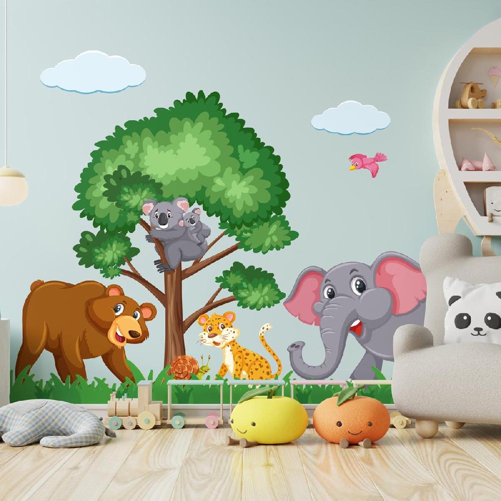 Ambiance Sticker Stickers Animaux éléphant Et Ses Amis – STICKERS ANIMAUX - Stickers Animaux De La Jungle