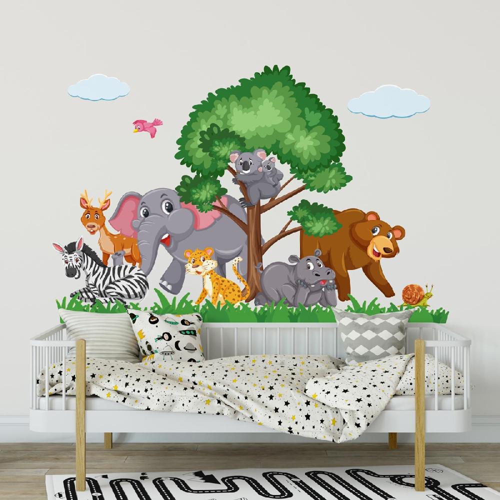 ambiance sticker Stickers animaux éléphant et ses amis – STICKERS ANIMAUX - Stickers Animaux de la jungle