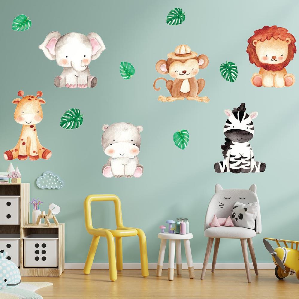 Ambiance Sticker Stickers Animaux Heureux Aquarelles – STICKERS ANIMAUX - Stickers Animaux De La Jungle