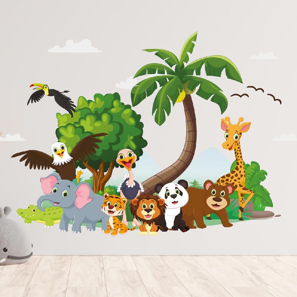 Ambiance Sticker Stickers Animaux Heureux En Groupe – STICKERS ANIMAUX - Stickers Animaux De La Jungle