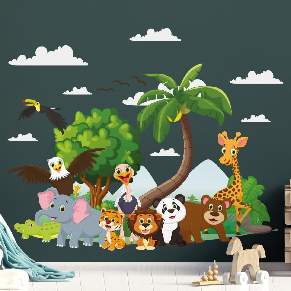 ambiance sticker Stickers animaux heureux en groupe – STICKERS ANIMAUX - Stickers Animaux de la jungle