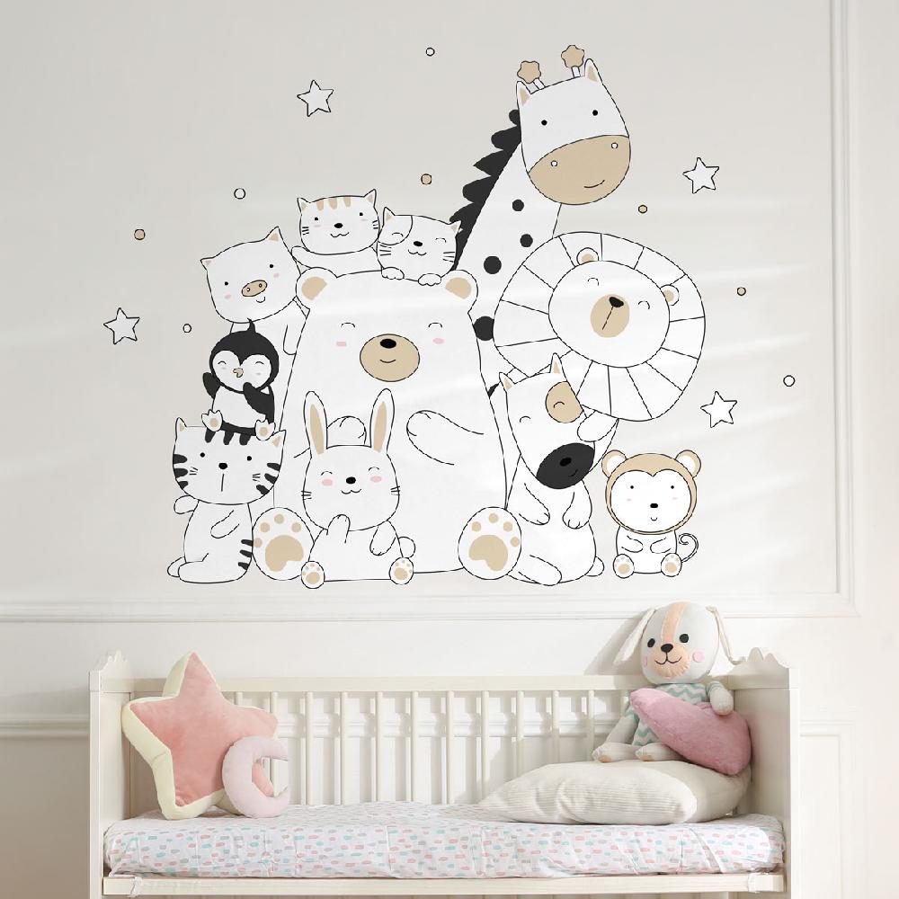 Ambiance Sticker Stickers Animaux Heureux Ensemble Beige – STICKERS ANIMAUX - Stickers Animaux De La Jungle