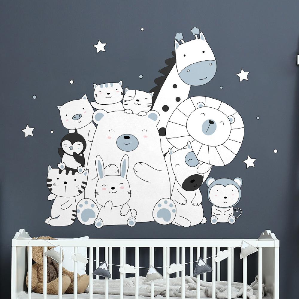 ambiance sticker Stickers animaux heureux ensemble bleu – STICKERS ANIMAUX - Stickers Animaux de la jungle