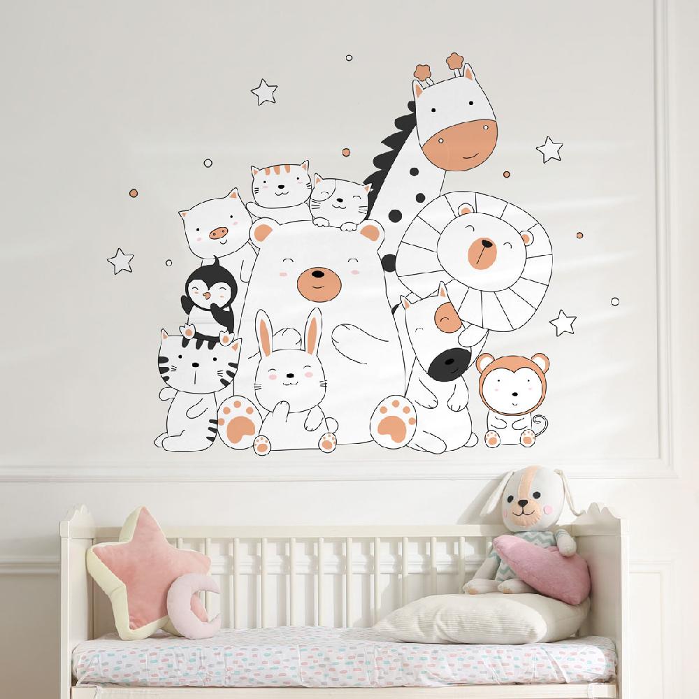 Ambiance Sticker Stickers Animaux Heureux Ensemble Orange – STICKERS ANIMAUX - Stickers Animaux De La Jungle