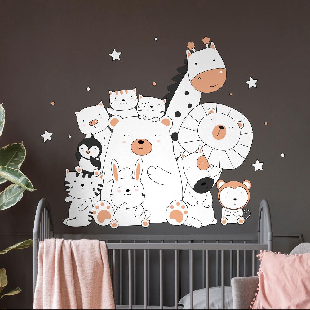 ambiance sticker Stickers animaux heureux ensemble orange – STICKERS ANIMAUX - Stickers Animaux de la jungle