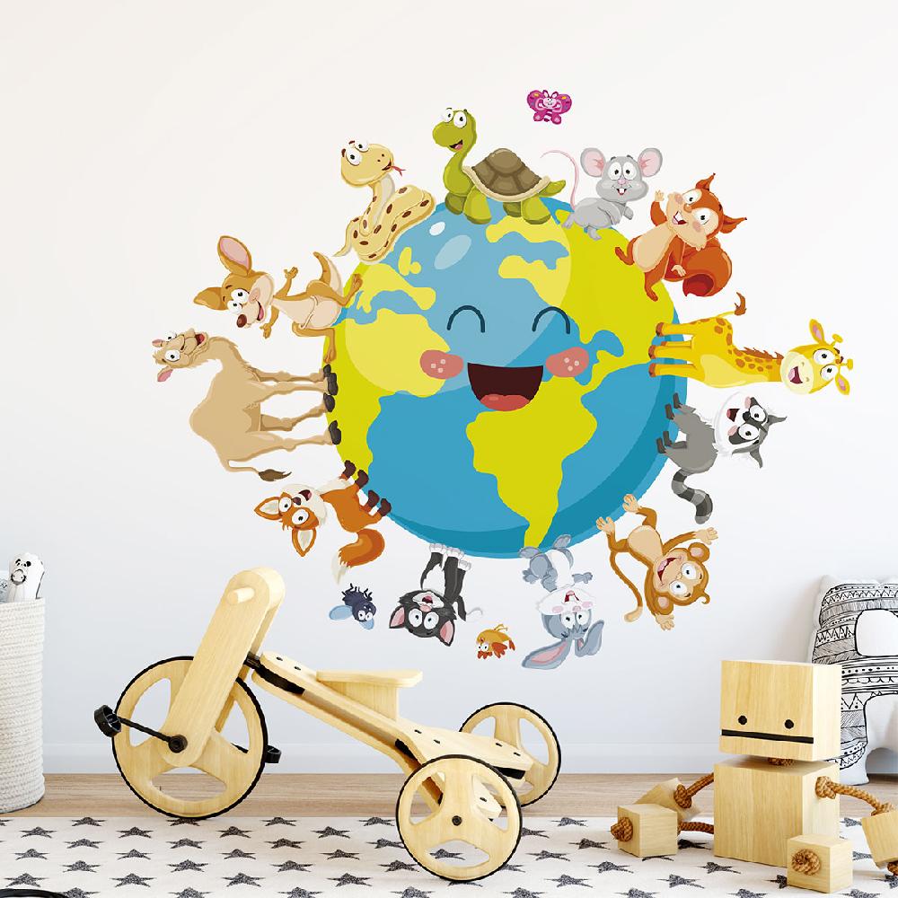 Ambiance Sticker Stickers Animaux Heureux Sur La Planète Terre – STICKERS ANIMAUX - Stickers Animaux De La Jungle