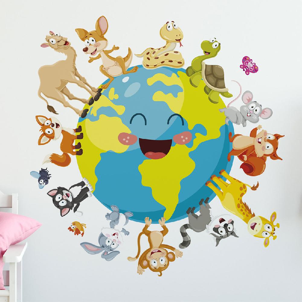 ambiance sticker Stickers animaux heureux sur la planète terre – STICKERS ANIMAUX - Stickers Animaux de la jungle