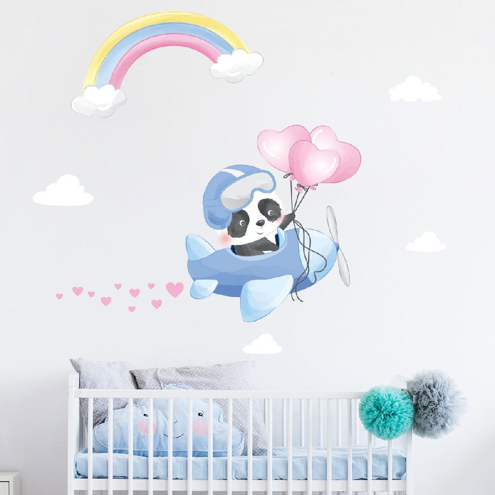 ambiance sticker Stickers animaux panda en avion – STICKERS ANIMAUX - Stickers Animaux de la jungle