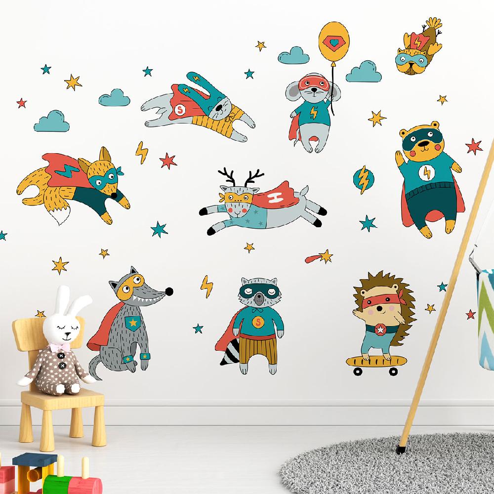 ambiance sticker Stickers animaux super héros de la forêt – STICKERS ANIMAUX - Stickers Animaux de la jungle