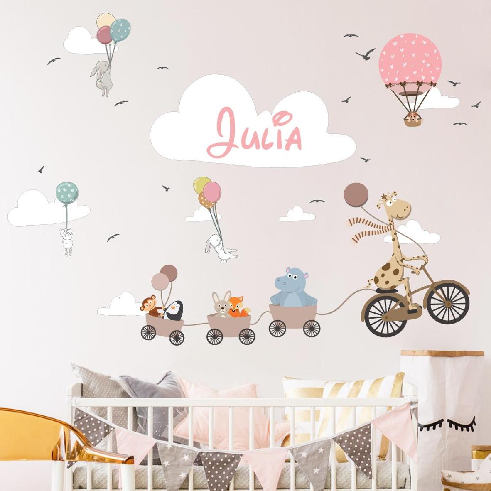 ambiance sticker Stickers prénom personnalisable animaux et les ballons volants – STICKERS TEXTE PERSONNALISABLE - Stickers Prénom