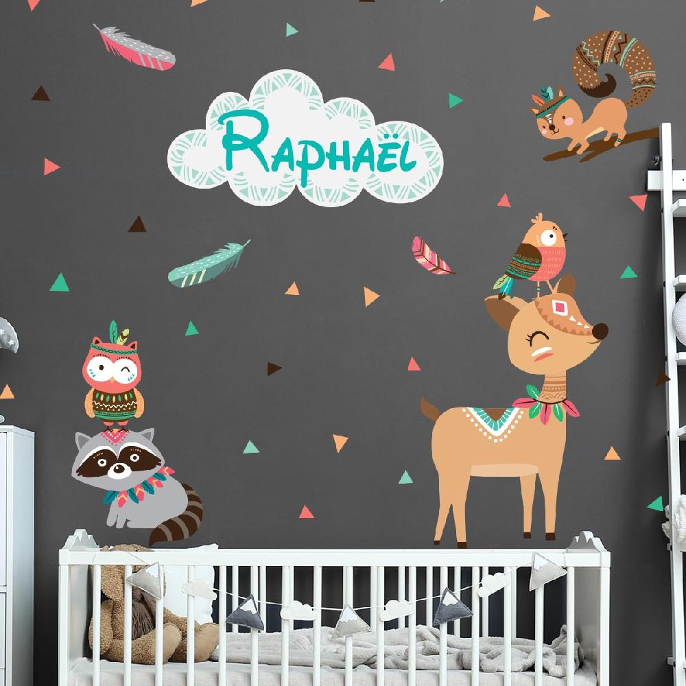 Ambiance Sticker Stickers Prénom Personnalisable Animaux Et Plumes Indiennes – STICKERS TEXTE PERSONNALISABLE - Stickers Prénom
