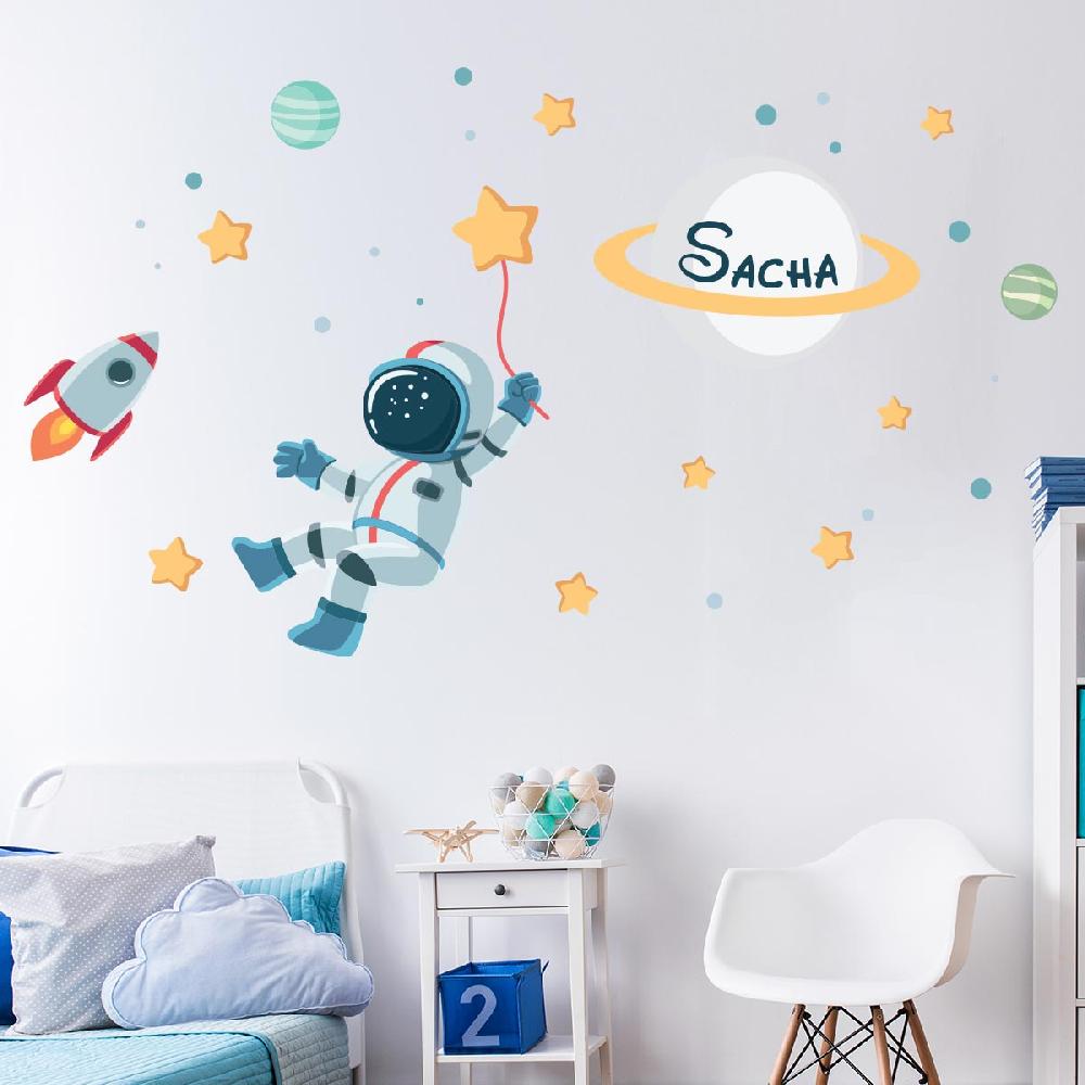 Ambiance Sticker Stickers Prénom Personnalisable Astronaute Dans L'espace étoilé – STICKERS TEXTE PERSONNALISABLE - Stickers Prénom