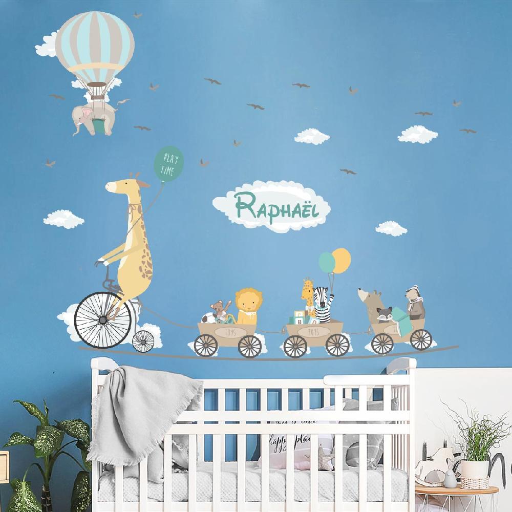Ambiance Sticker Stickers Prénom Personnalisable Girafe Et Ses Compagnons – STICKERS TEXTE PERSONNALISABLE - Stickers Prénom