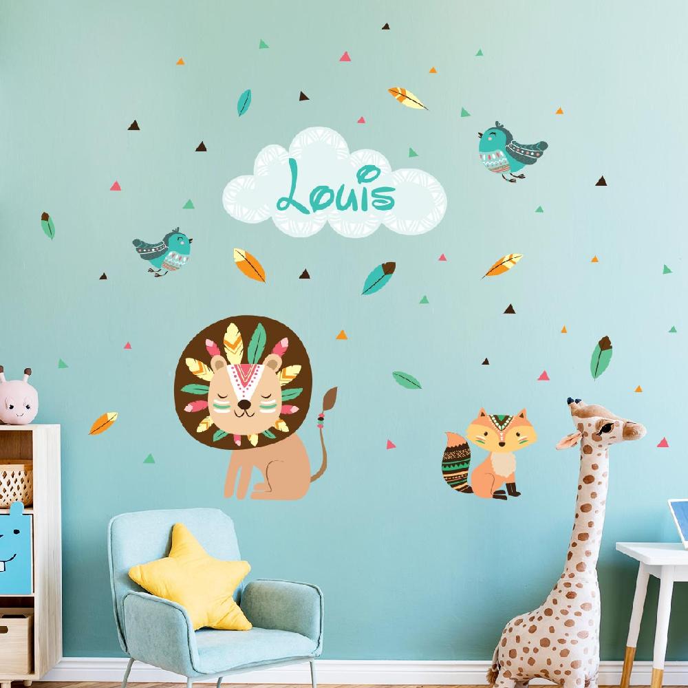 Ambiance Sticker Stickers Prénom Personnalisable Lion Le Chef De La Tribu – STICKERS TEXTE PERSONNALISABLE - Stickers Prénom
